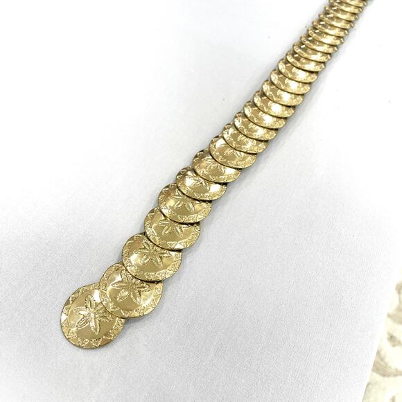 00s Vintage Gold Sand Dollar Medallion Belt - Picture 12 of 13